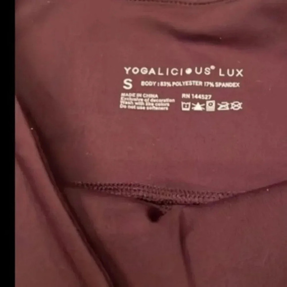 YOGALICIOUS LUX HIGH WAISTED BIKER SHORTS WITH POCKETS”SCARLET DUSK” 5”SZ S - Picture 8 of 8